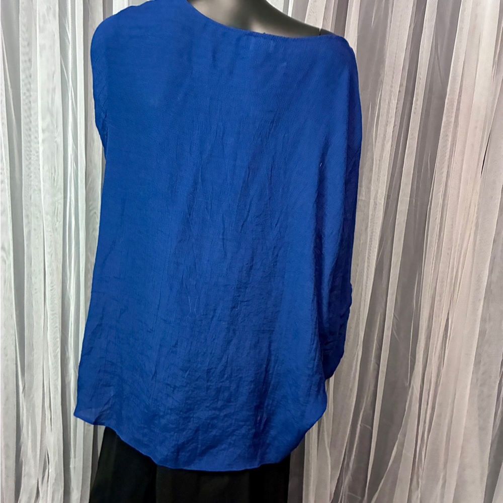 I.N. Studio Royal Blue Tie-Front Blouse - Picture 3 of 3